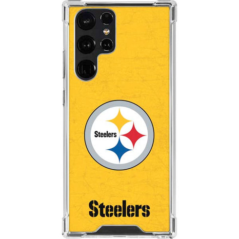 NFL Pittsburgh Steelers - Alternate Distressed Galaxy S22 Ultra Clear Case