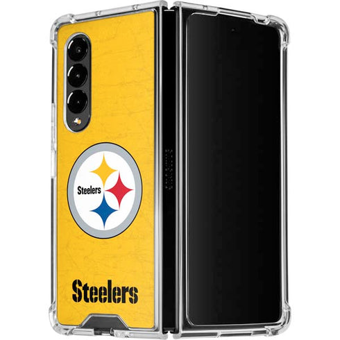 NFL Pittsburgh Steelers - Alternate Distressed Galaxy Z Fold4 5G Clear Case