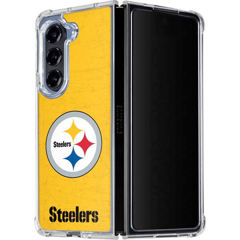 NFL Pittsburgh Steelers - Alternate Distressed Galaxy Z Fold5 5G Clear Case