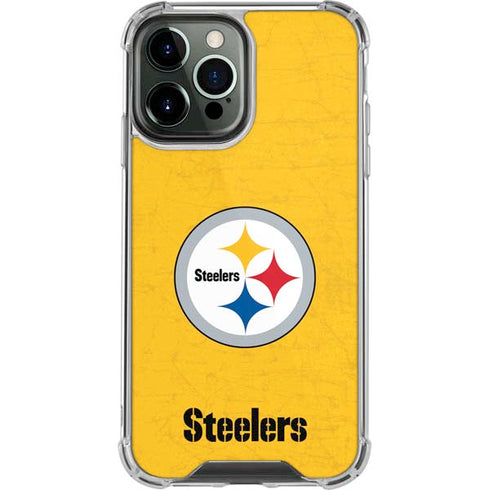 NFL Pittsburgh Steelers - Alternate Distressed iPhone 14 Pro Max Clear Case