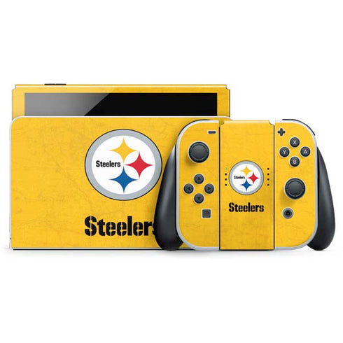 NFL Pittsburgh Steelers - Alternate Distressed Nintendo Switch OLED (2021) Skin