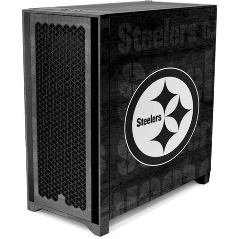 NFL Pittsburgh Steelers Black & White Corsair 4000D Tempered Glass Mid-Tower ATX Case Skin