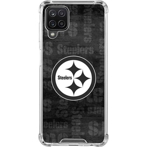 NFL Pittsburgh Steelers Black & White Galaxy A12 Clear Case