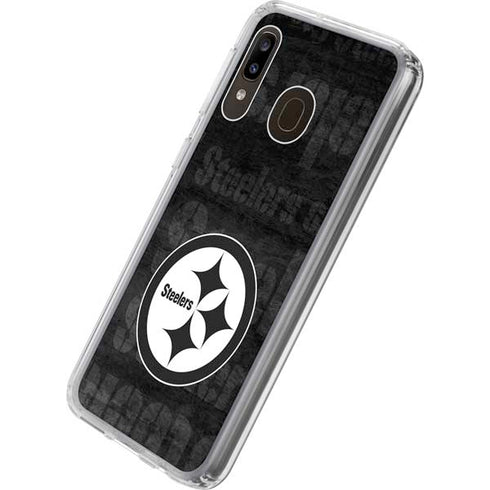NFL Pittsburgh Steelers Black & White Galaxy A20 Clear Case