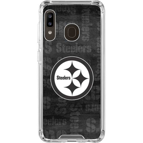NFL Pittsburgh Steelers Black & White Galaxy A30 Clear Case