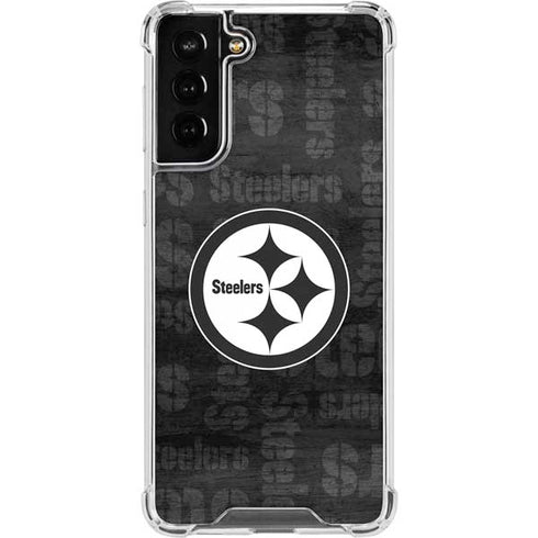 NFL Pittsburgh Steelers Black & White Galaxy S21 FE Clear Case