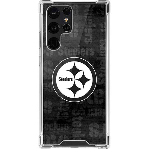 NFL Pittsburgh Steelers Black & White Galaxy S22 Ultra Clear Case