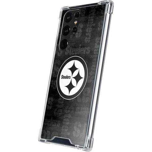 NFL Pittsburgh Steelers Black & White Galaxy S22 Ultra Clear Case