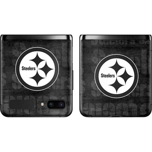 NFL Pittsburgh Steelers Black & White Galaxy Z Flip Skin