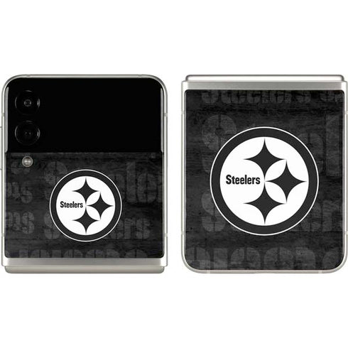 NFL Pittsburgh Steelers Black & White Galaxy Z Flip3 5G Skin