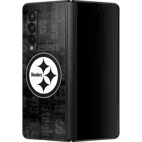 NFL Pittsburgh Steelers Black & White Galaxy Z Fold3 5G Skin
