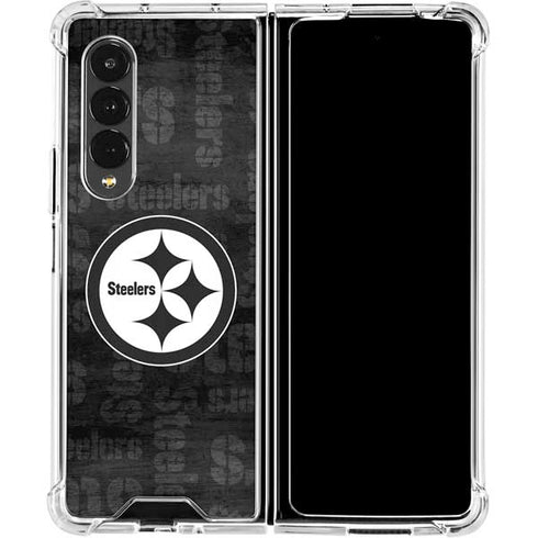 NFL Pittsburgh Steelers Black & White Galaxy Z Fold4 5G Clear Case