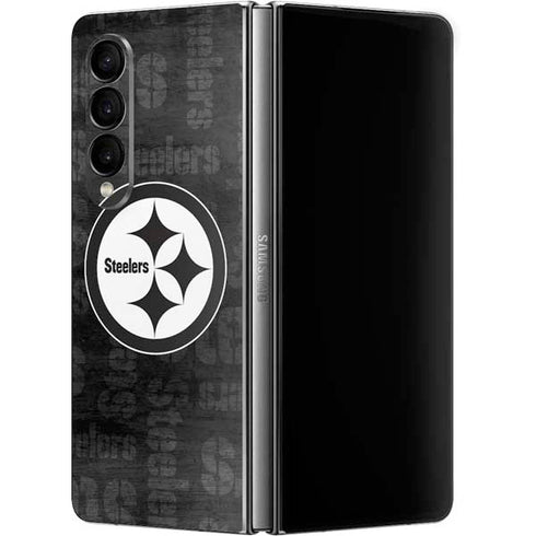 NFL Pittsburgh Steelers Black & White Galaxy Z Fold4 5G Skin