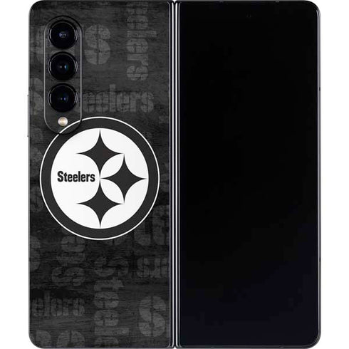 NFL Pittsburgh Steelers Black & White Galaxy Z Fold4 5G Skin