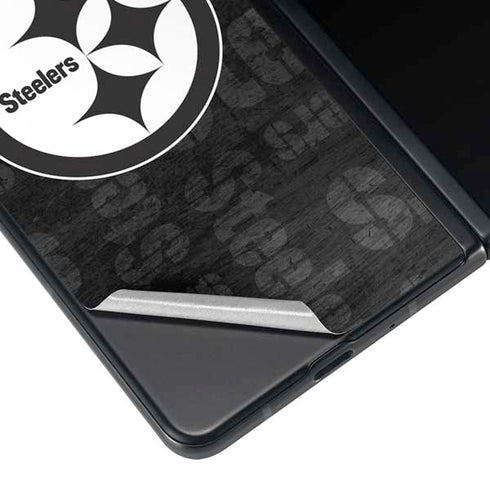 NFL Pittsburgh Steelers Black & White Galaxy Z Fold4 5G Skin