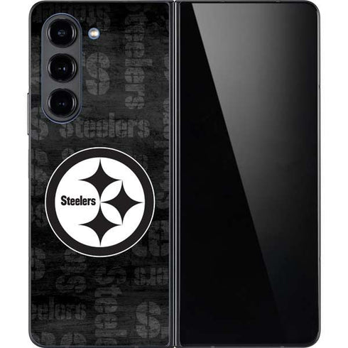 NFL Pittsburgh Steelers Black & White Galaxy Z Fold5 5G Skin