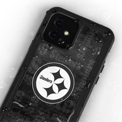 NFL Pittsburgh Steelers Black & White iPhone 12 Mini Waterproof Case