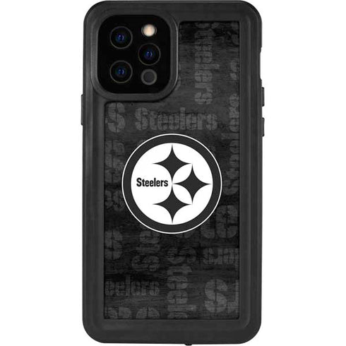 NFL Pittsburgh Steelers Black & White iPhone 12 Pro Waterproof Case