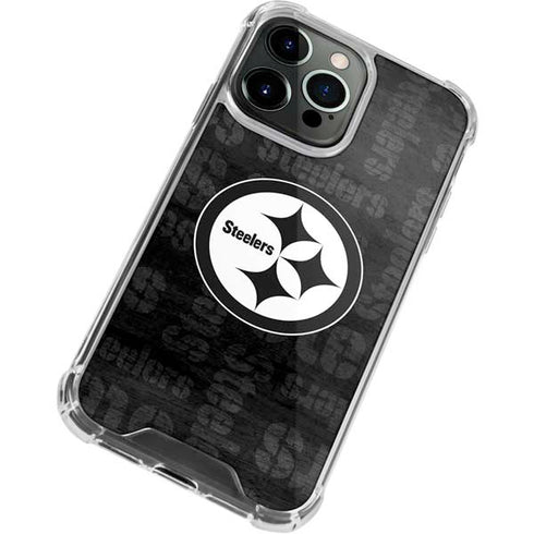 NFL Pittsburgh Steelers Black & White iPhone 13 Pro Max Clear Case