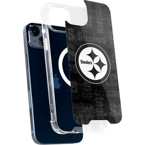 NFL Pittsburgh Steelers Black & White iPhone 15 Plus MagSafe Case
