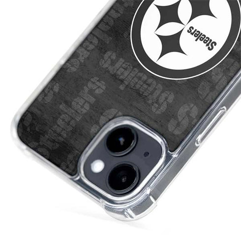 NFL Pittsburgh Steelers Black & White iPhone 15 Plus MagSafe Case