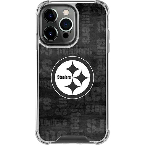 NFL Pittsburgh Steelers Black & White iPhone 14 Pro Clear Case