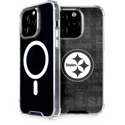 NFL Pittsburgh Steelers Black & White iPhone 14 Pro MagSafe Case