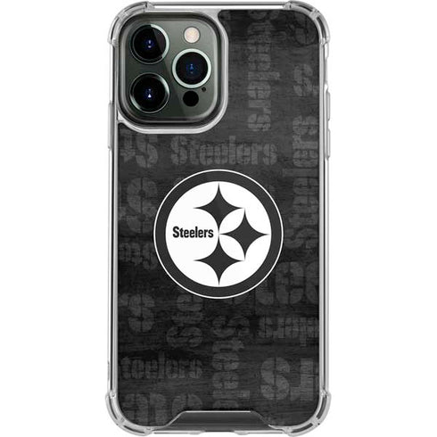 NFL Pittsburgh Steelers Black & White iPhone 14 Pro Max Clear Case
