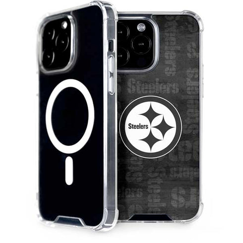 NFL Pittsburgh Steelers Black & White iPhone 15 Pro Max MagSafe Case