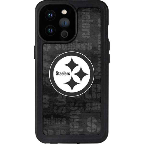 NFL Pittsburgh Steelers Black & White iPhone 14 Pro Max Waterproof Case