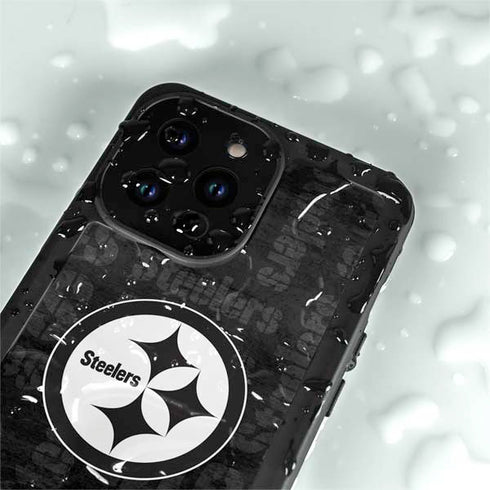 NFL Pittsburgh Steelers Black & White iPhone 14 Pro Max Waterproof Case