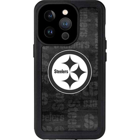 NFL Pittsburgh Steelers Black & White iPhone 14 Pro Waterproof Case