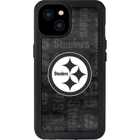 NFL Pittsburgh Steelers Black & White iPhone 15 Plus Waterproof Case