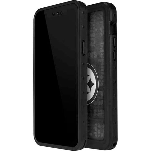 NFL Pittsburgh Steelers Black & White iPhone 15 Plus Waterproof Case