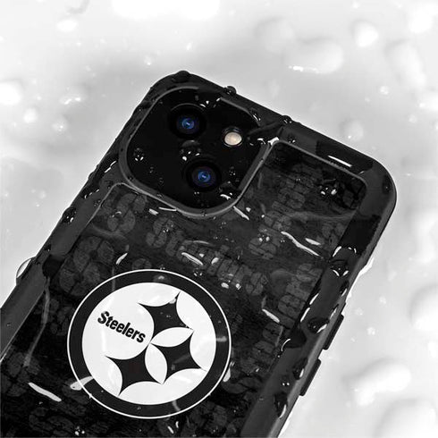 NFL Pittsburgh Steelers Black & White iPhone 15 Plus Waterproof Case