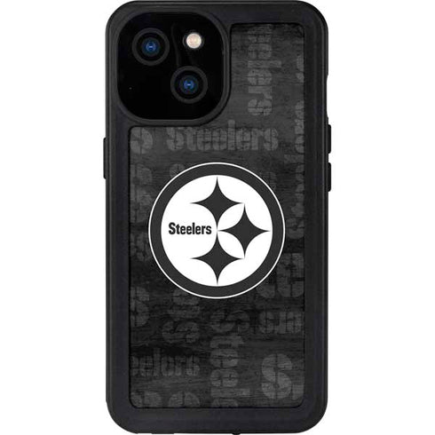 NFL Pittsburgh Steelers Black & White iPhone 15 Waterproof Case