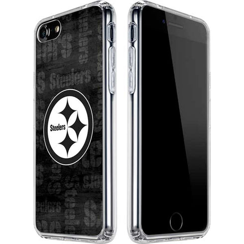 NFL Pittsburgh Steelers Black & White iPhone SE (2nd & 3rd Gen) Clear Case