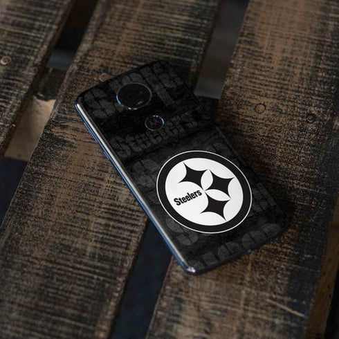 NFL Pittsburgh Steelers Black & White Moto E5 Plus Skin