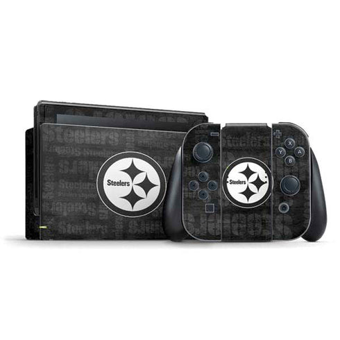 NFL Pittsburgh Steelers Black & White Nintendo Switch Bundle Skin