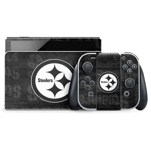 NFL Pittsburgh Steelers Black & White Nintendo Switch OLED (2021) Skin