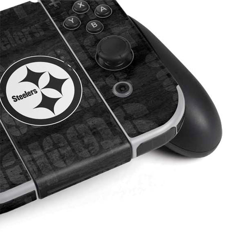 NFL Pittsburgh Steelers Black & White Nintendo Switch OLED (2021) Skin