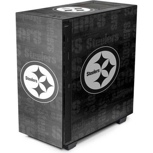 NFL Pittsburgh Steelers Black & White NZXT H510 Compact ATX Mid-Tower Case Skin