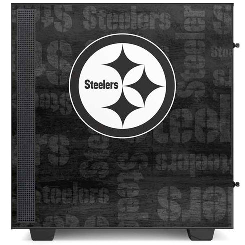 NFL Pittsburgh Steelers Black & White NZXT H510 Compact ATX Mid-Tower Case Skin