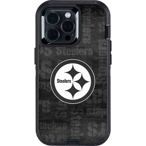 NFL Pittsburgh Steelers Black & White Otterbox Defender iPhone Skin