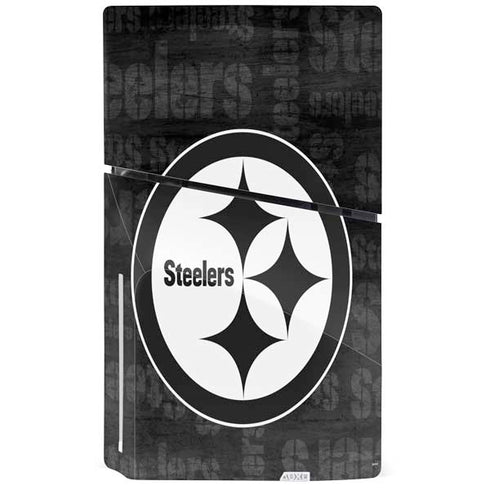 NFL Pittsburgh Steelers Black & White PS5 Slim Disk Console Skin