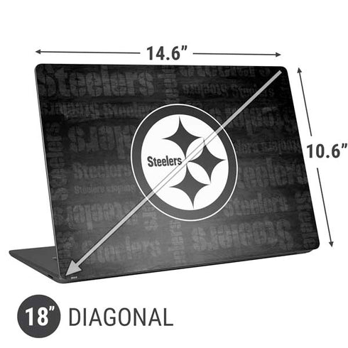 NFL Pittsburgh Steelers Black & White Universal Laptop 18in (14.6 x 10.6in) Skin