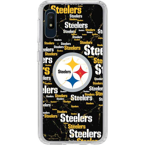 NFL Pittsburgh Steelers Black Blast Galaxy A10e Clear Case