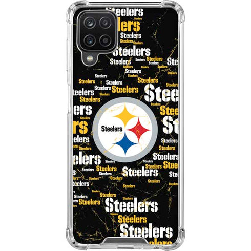 NFL Pittsburgh Steelers Black Blast Galaxy A12 Clear Case