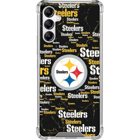 NFL Pittsburgh Steelers Black Blast Galaxy A14 5G Clear Case