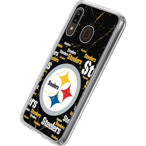NFL Pittsburgh Steelers Black Blast Galaxy A20 Clear Case